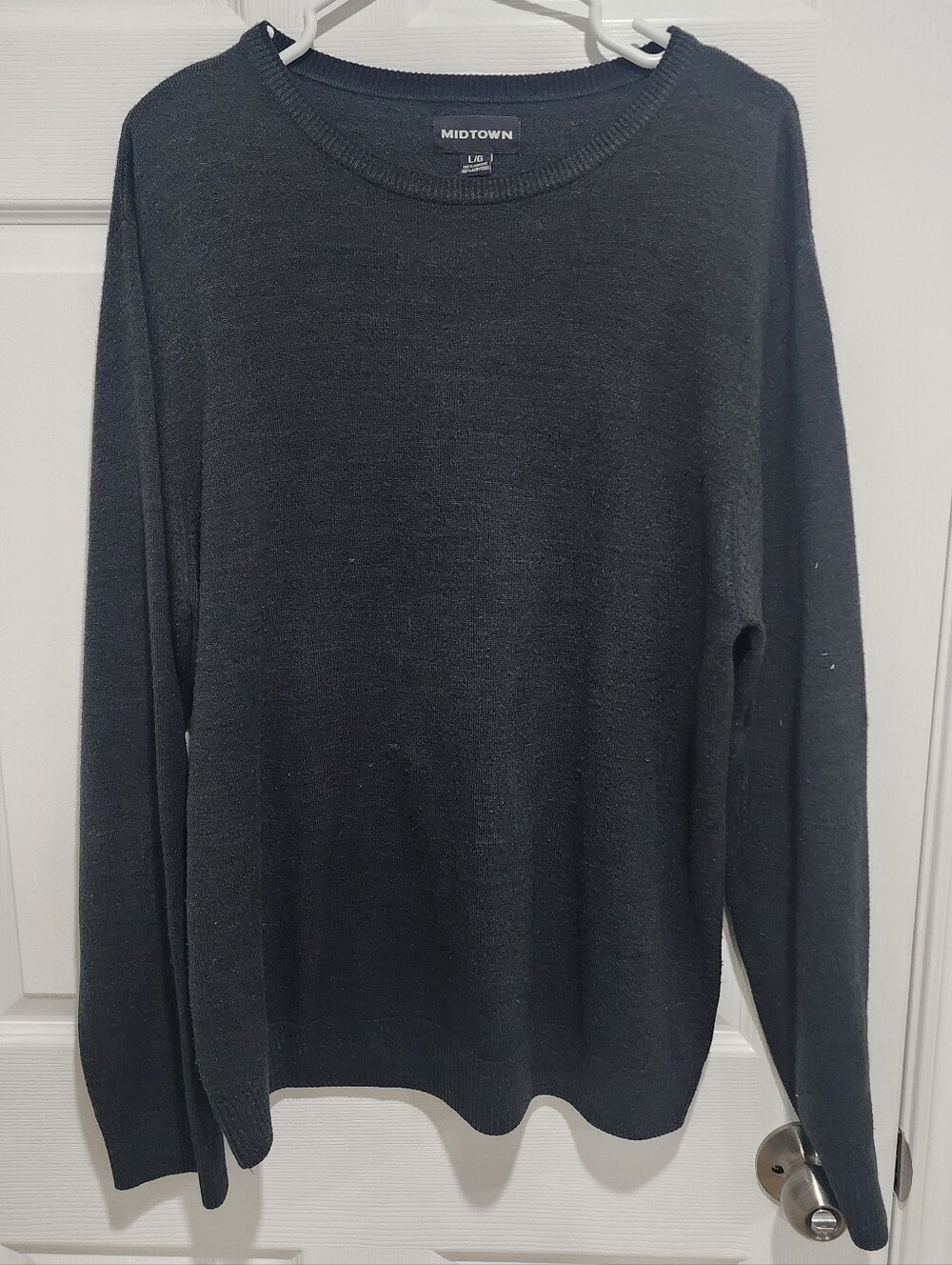 Midtown Crewneck Sweater Large Mens Stretch Preppy Dark Grey